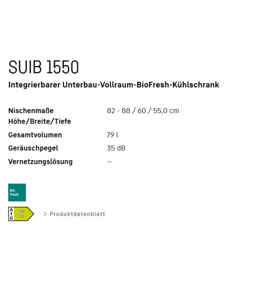 LIEBHERR利勃海尔 SUIB 1550 生物养鲜 嵌入式单门冰箱
